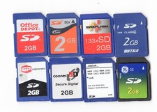 Lot Of 8x Miscellaneous Brands 2GB SD Camera Memory Cards