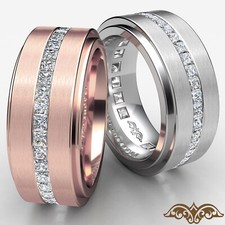 Channel Princess Diamond Eternity Men's Wedding Band in 14k White Gold 1.70Ctw.