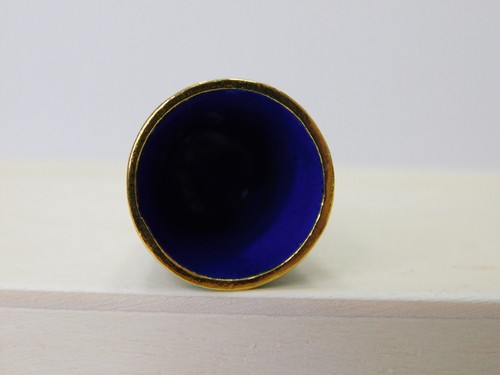 Vögel & Blumen Fingerhut Cloisonne hellblau & gold - gelb schwarz Vögel Blumen - Bild 8 von 12