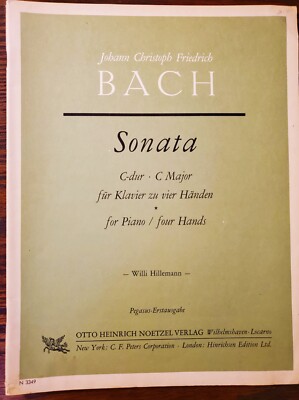 Johann Cristoph Friedrich BACH - Sonata C Major 4 hands 1969 Verlag - Amsterdam
