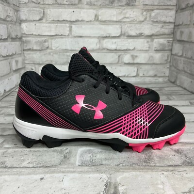 Under Armour 1297332-064 Glyde RM Jr Softball Black Cerise Pink Size 3.5Y