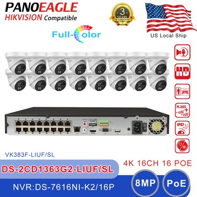 Hikvision 4K 8MP 16CH POE Smart Dual Light ColorVu IP Camera Security System Lot