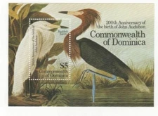 Dominica 1985 - Audubon Birds Art - Souvenir Stamp Sheet - Scott #895 - MNH