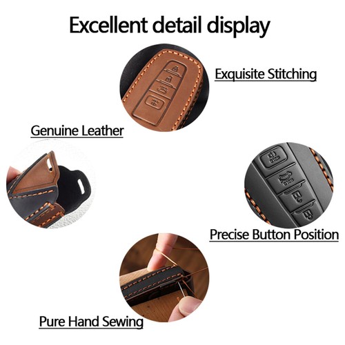 Leather Car Flip Key Fob Cover For Ford Fiesta Focus Mondeo S-Max B-Max C-Max - Foto 4 di 25