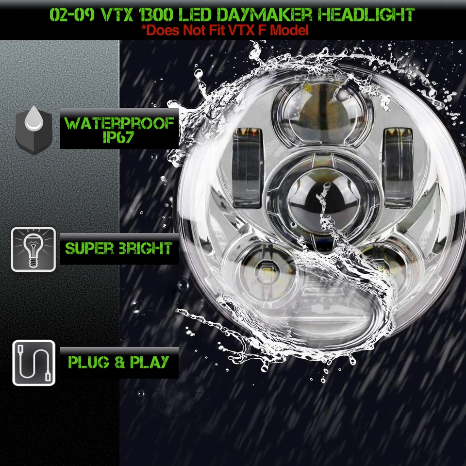 Honda VTX 1300 Chrome Daymaker LED Headlight and Bracket - Image 3 of 4