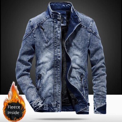 Fashion Mens Denim Jacket Classic Slim Jeans Coat Male Cowboy Jacket Streetwear