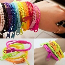 10pcs Wristband Zipper Bracelet Fluorescent Plastic Neon Bracelets Women Jewelry