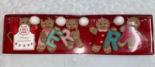 New Pink Blue Candy Cookie Gingerbread Man Merry Garland White Pompoms 6ft