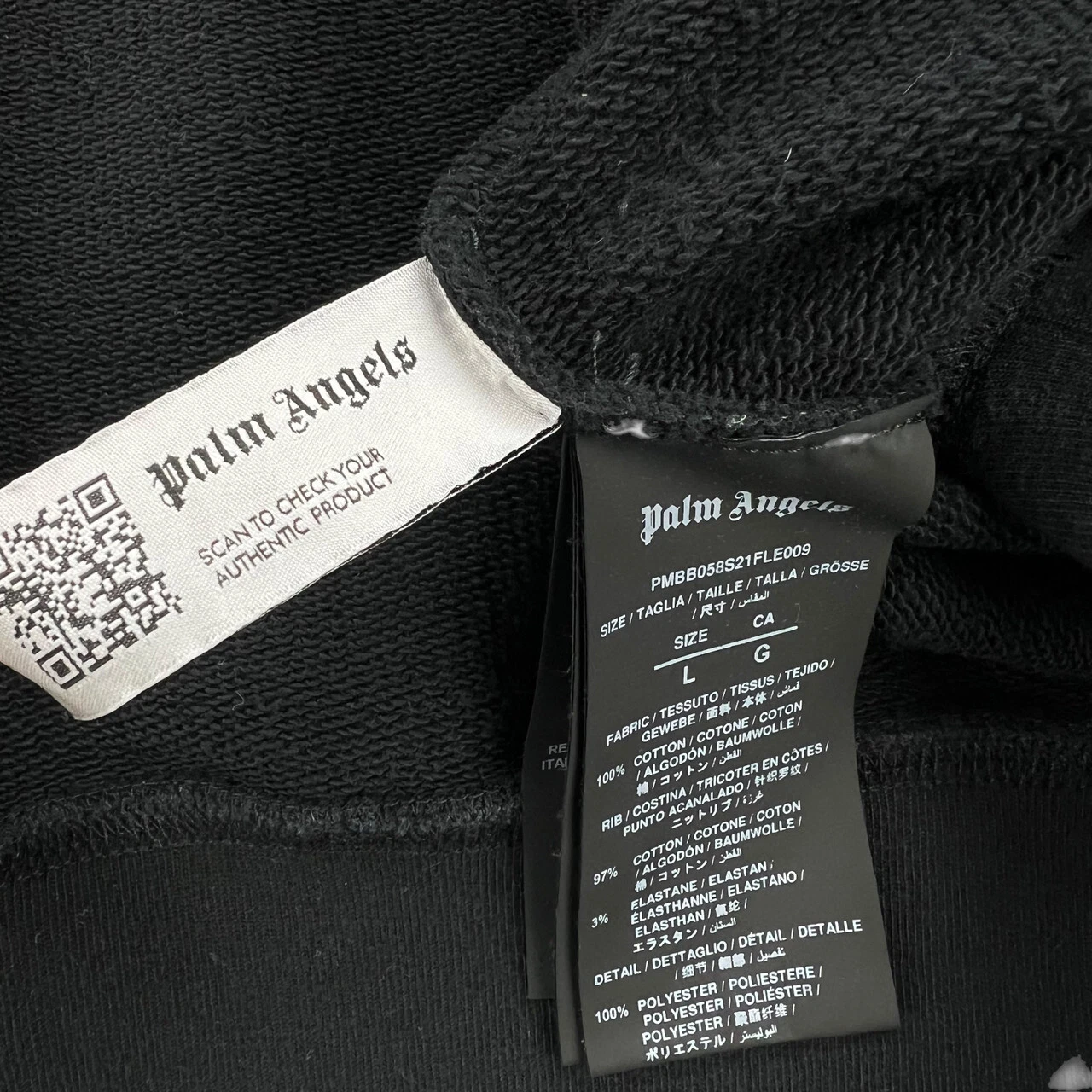 Felpa nera con cappuccio Palm Angels