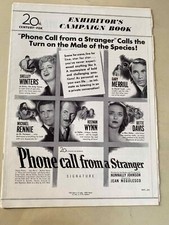 Phone Call from a Stranger Pressbook 1952 Bette Davis, Shelley Winters!
