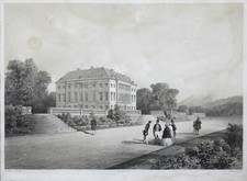 Augustus ANASTASI (1820-1889) View of Frohsdorf Castle Austria pitchpin frame