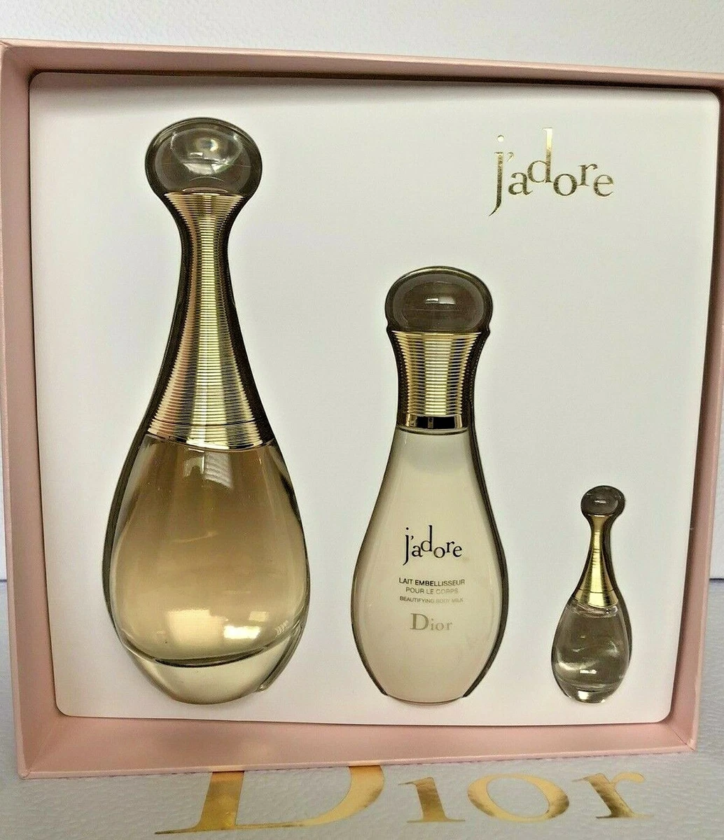  J'adore by Christian Dior for Women 3 Piece Set Includes: 3.4  oz Eau de Parfum Spray + 2.5 oz Beautifying Body Milk + 0.17 oz Eau de  Parfum : Beauty & Personal Care