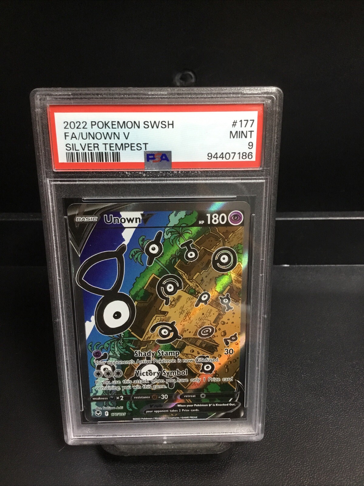 Pokemon Silver Tempest Unown V Alt Art 177/195 PSA 9
