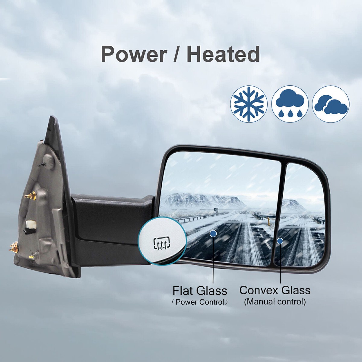 Pair Of Black Power Heated Towing Mirrors For 2002-2008 Dodge Ram - W/ LED Signal & Puddle Lamp