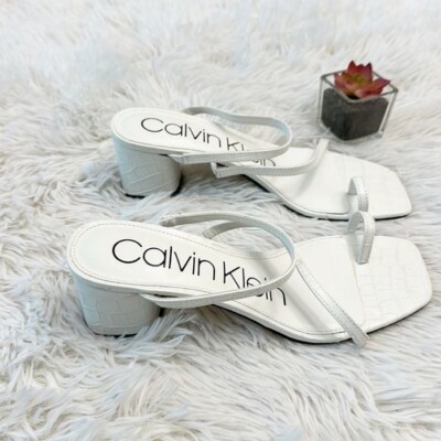 Leather Calvin Klein Sandals Heels Calvin Klein Velma White