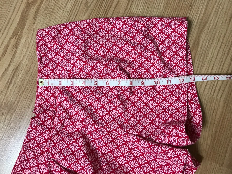 Pantalones Cortos Madewell Mujer 2 Rojo Blanco Floral Bolsillos Cremallera Trasera Algodón Lino Foto 4 de 4