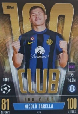 Euro2024 ニコラ・バレッラ Topps Match Attax 2023/24 2024 100 HUNDRED Club Nicolo Barella
