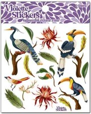 Violette Stickers 2 Sheets Exotic Birds Colorful Flowers Leaves Branches
