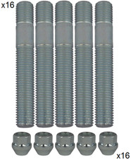 16 COLONNETTE RUOTE PRIGIONIERO 12 x 1,25 80 mm+16 DADI CONICI FIAT 500 SPORTING