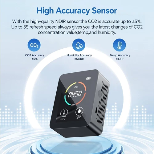 CO2 Melder Messgerät Luftqualitätsprüfer Kohlenstoffdioxid Sensor Messung PPM - Bild 11 von 13