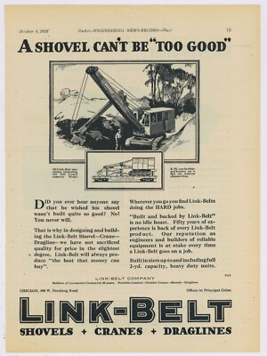 1928 Link Belt Shovels/Cranes/Draglines Ad: K-55 Model Pictured - Rail Transport