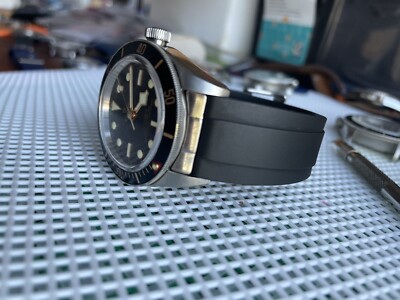 20mm Caoutchouc BLACK Vulcanized rubber Strap TUDOR Black Bay 58