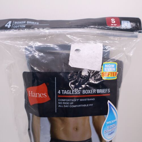 Hanes men's tagless boxer briefs sz Small 4 pack black/gray nwt - Picture 2 of 11