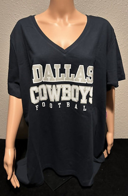 Dallas Cowboys/ Woman's Vneck/ Navy w/White Screen/100% Cotton/ Full Cut Reg $32