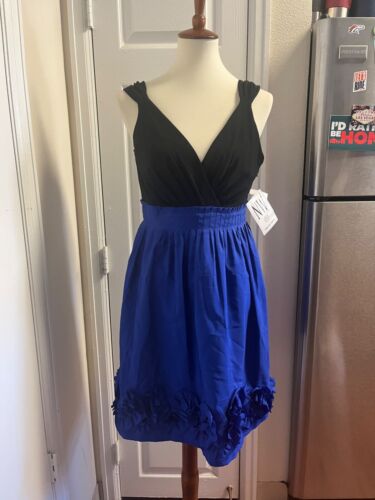 New NW Collections Empire Dress Black and Blue Cocktail Dress Size 8 - Picture 1 of 9