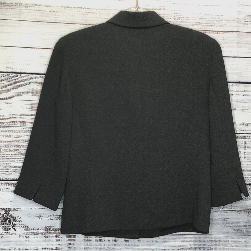 Josephine Chaus Collection Blazer Women 4 Gray Button Up 3/4 Sleeve Lined - Image 4 of 4
