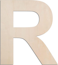 12 Inch Large Wooden Letter R, 1/4 in Thick Big Wood Letter for Crafts and Wall