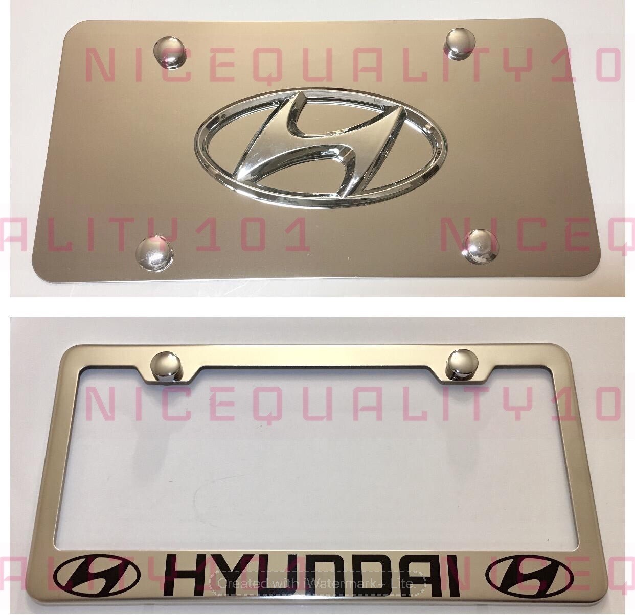 Elantra Sonata Palisade Stainless Steel License Frame W/ Front Plate Combo