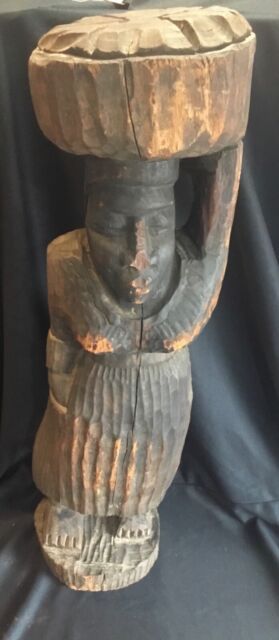 Large 32” Tall Vintage or Antique Carved Wood Figure Statue Africa or ? Large 32” Tall Vintage or Antique Carved Wood Figure Statue Africa or ?