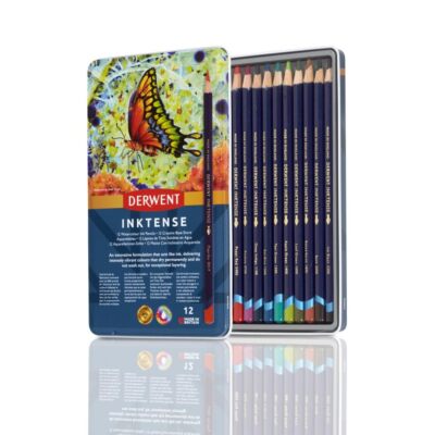 Derwent Inktense Water Soluble Colored Pencils Set of 12 Vibrant Shades