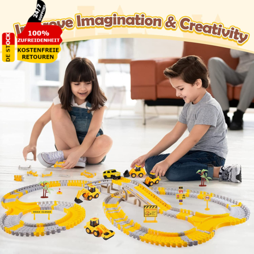 Spielzeug Kinder Geschenk Ab 3 4 5 6 + Jahre Junge Rennbahn Autorennbahn Bagger - Bild 2 von 8