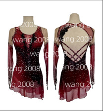 Figure Skating Competition Dress Ice Skating Training Girl Costume red dyeing