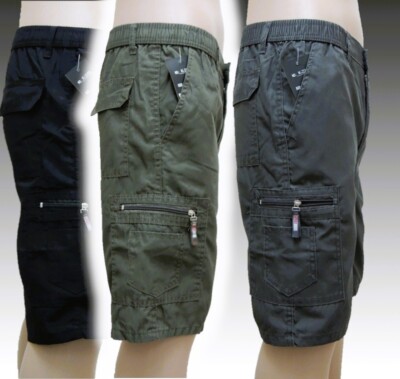 Herren Kurze #Cargo-Hose Sommerhose Bermuda-Hose #Cargo-Shorts Dehnbund K11 2259