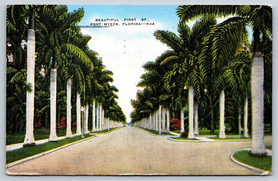 First Street, Fort Myers, Florida Vintage Postcard