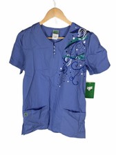 New WS Gear Scrub Nurse Doctor Top Blue Size XS Free US Shipping