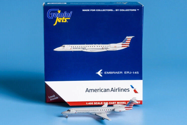 1:400 GeminiJets American Eagle Embraer ERJ-145 avión de pasajeros modelo fundido a presión Foto 3 de 4