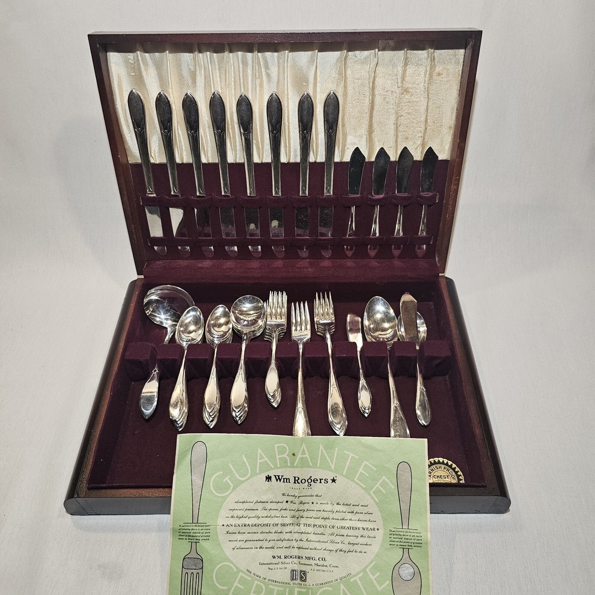 Large 60 Pc Vtg WM Rogers Silverplated Flatware Set~Custom Craft Box