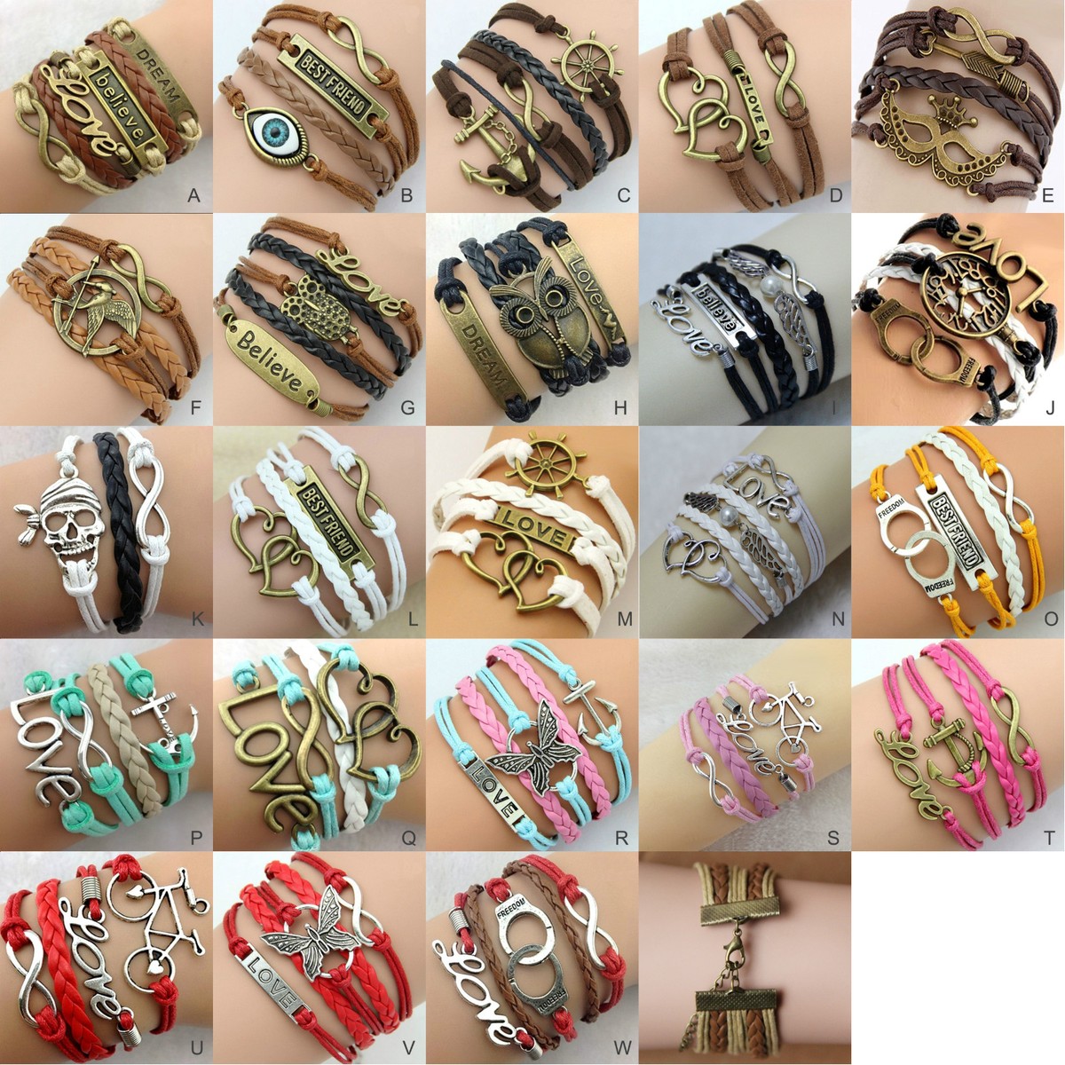 Woven Believe Love Friendship Dream Freedom Bracelets buy get