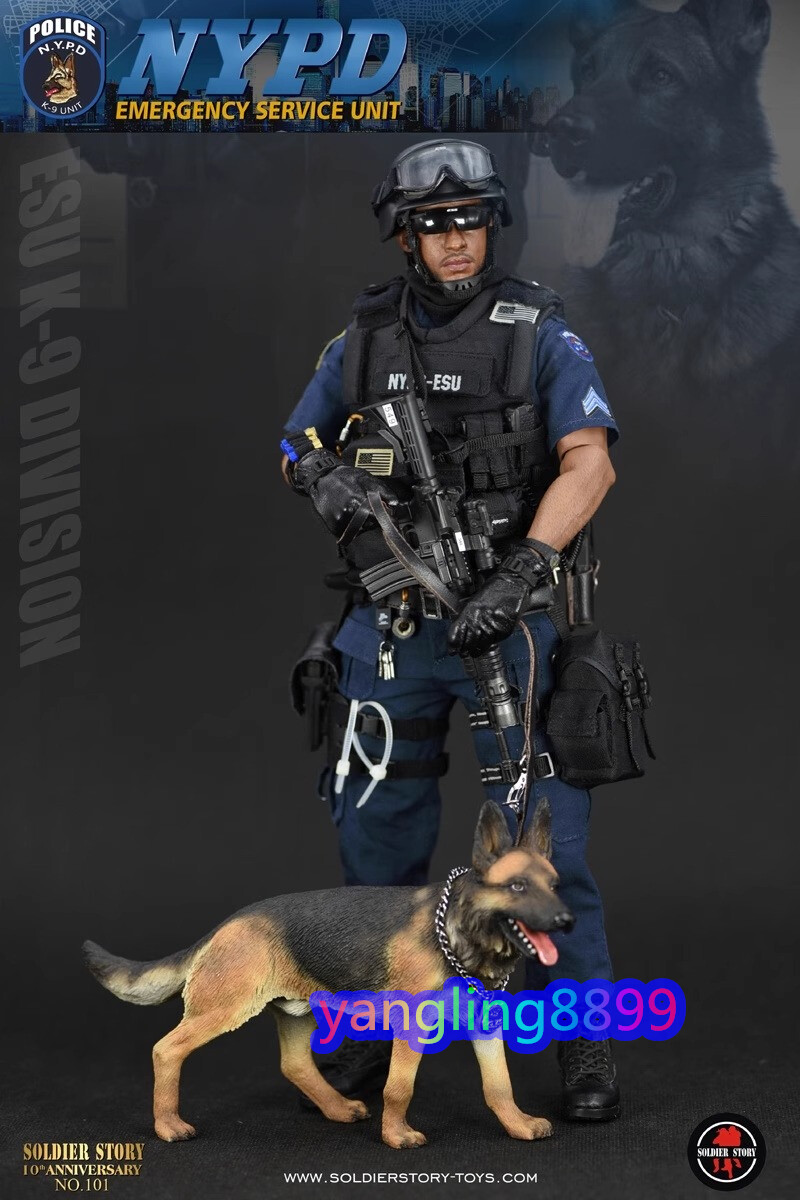 SS101 New York Police W/ K-9 Police Dog Action Figure 1/6 Model