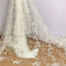 Exquisite Leaf Branch Embroidery Lace Fabric DIY Wedding Bridal Gown Materials