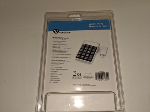 New Vuescape Wireless 19 Key Numeric Keypad USB Receiver - Picture 2 of 3