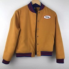 Forever 21 X Disney Women's Mickey Mouse Varsity Bomber Jacket Mustard Small