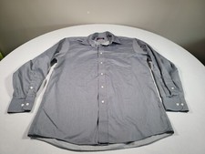 CHAPS Shirt Mens Medium Gray Regular Fit Casual Dress Long Sleeve Wrinkle Free