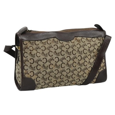 CELINE C Sulky Shoulder Bag Canvas Beige Auth 108242