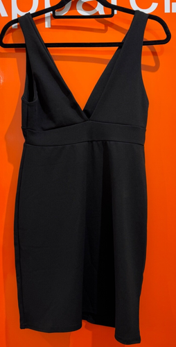Nasty Gal Plunge V Neck, Slit Front Midi Dress, Black, Size 12, New, sf - Picture 2 of 2