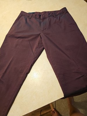 Perry Ellis Slim Fit Stretch Dress Pants 32×34 Burgundy